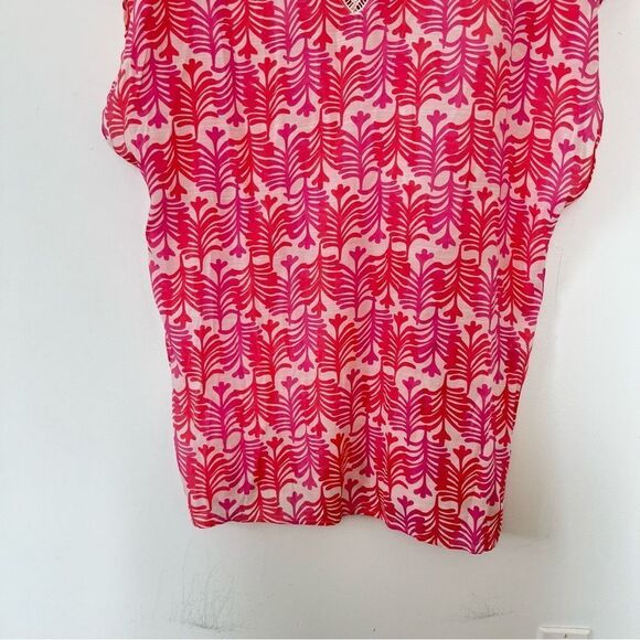 Tahari Pink & White Pattern V-Neck Tunic Beach Swim Cover Up - Picture 8 of 8